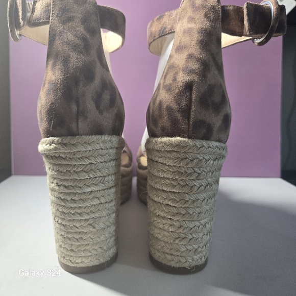 L'agence Elysee Espadrille Platform Sandals Cheetah Size 37.5/US 7.5 New - Picture 6 of 12